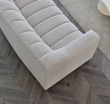 Aluxo Astoria 3-Seater Sofa in Oatmeal Boucle Fabric with Deep Channel Stitching - UK Luxury Furniture